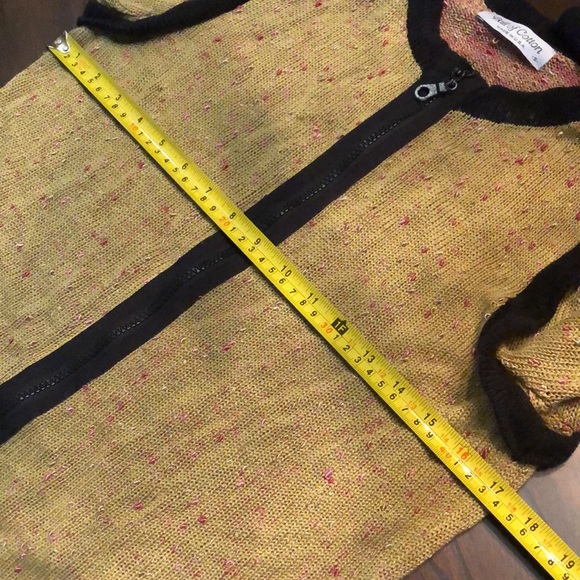 Ball of Cotton zipper color block tweed, black trim pink thread cardigan - Picture 12 of 13